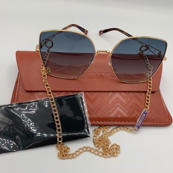 Missoni Mis 0052/S Sunglasses Rose Gold/Blue lens with chain main image 11